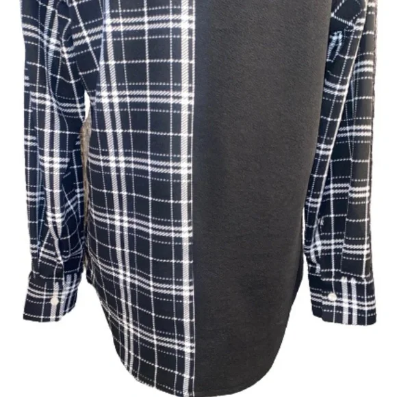 SHEIN Women’s M Oversized Color Block Black & White Plaid Button Down Shirt - Picture 9 of 12
